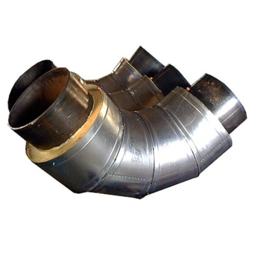 Отвод стальной ППУ ПЭ тип 2 90° Ст20 32х3,5х140х3х51 мм ГОСТ 8732-78