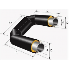 П-образный компенсатор ППУ ПЭ тип 1 09Г2С 32х4х44х1000 мм ГОСТ 8732-78