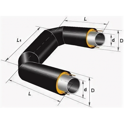 П-образный компенсатор ППУ ОЦ тип 2 Ст20 57х4х40,95х1000 мм ГОСТ 10704-91