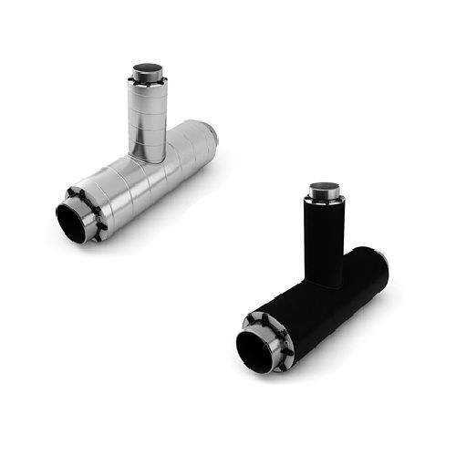 Тройник стальной с шаровым краном воздушника ППУ ПЭ с МЗИ тип 1 Ст20 32х3,5х25х25х541х1160 мм ГОСТ 8732-78